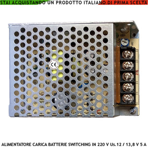 Alimentatore Switching Ingresso 230 V 50 Hz Uscita Tensione Regolabile +/- 15% da 12 a 13,8 V ripple 50mVp-p Tarata Securvera 13,8 Vcc 5,0 A Ricambio Centrale Antifurto Carica Batterie Tipico Ricambio