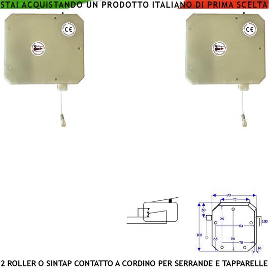 Contatto a Corda 2 Pezzi Antifurto Tapparella o Serranda Dal Taglio Strappo e Sollevamento la Fune in Nylon che Scorre su Carrucola in Ottone Roller Impulsi Veloci 4/6 mS Necessita di Conta Impulsi