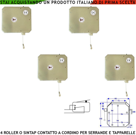 Switchallarm 4 Pezzi Contatto Antifurto a Fune in Nylon Scorre su Carrucola in Ottone Impulsi Veloci 4/6 mS Collegato al Conta Impulsi Protegge Tapparella o Serranda dal Taglio Strappo e sollevamento