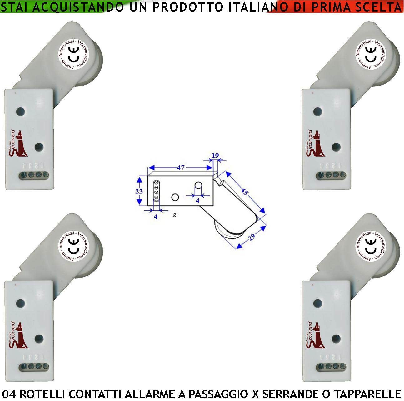 Rotello 4 Pezzi Contatti Antifurto Contro il Sollevamento di Tapparelle la Rotella Antiusura Spinta da Molla Con la Gammes Muove lo Switch che Genera Impulsi Veloci 50 mS Necessita di Conta Impulsi