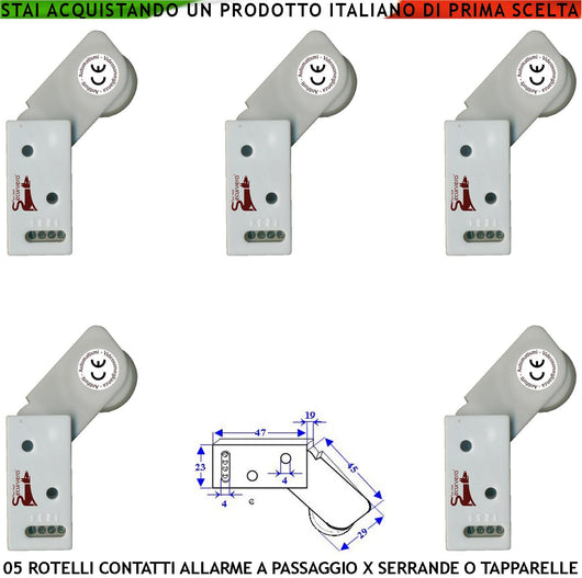 Antifurto Contatto per Serranda 5 Rotello Proteggono la Tapparella dal Sollevamento la Rotella Antiusura Spinta da Molla Muove lo Switch che Genera Impulsi Veloci 50 mS Necessita di Conta Impulsi