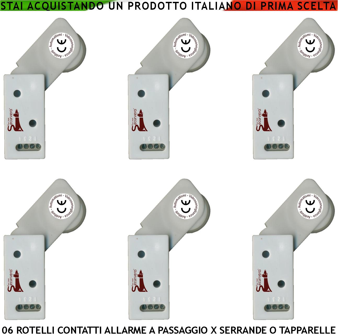 Allarme per Tapparelle 6 Rotello Proteggono le Serrande dal Sollevamento la Rotella Antiusura Spinta da Molla con la Gammes Muove lo Switch che Genera Impulsi Veloci 50 mS Necessita di Conta Impulsi