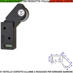 Allarme per Tapparella Rotello Marrone Contatto Protegge la Serranda dal Sollevamento la Rotella Spinta da Molla Con Gammes Muove lo Switch che Genera Impulsi Veloci 50 mS Necessita di Conta Impulsi