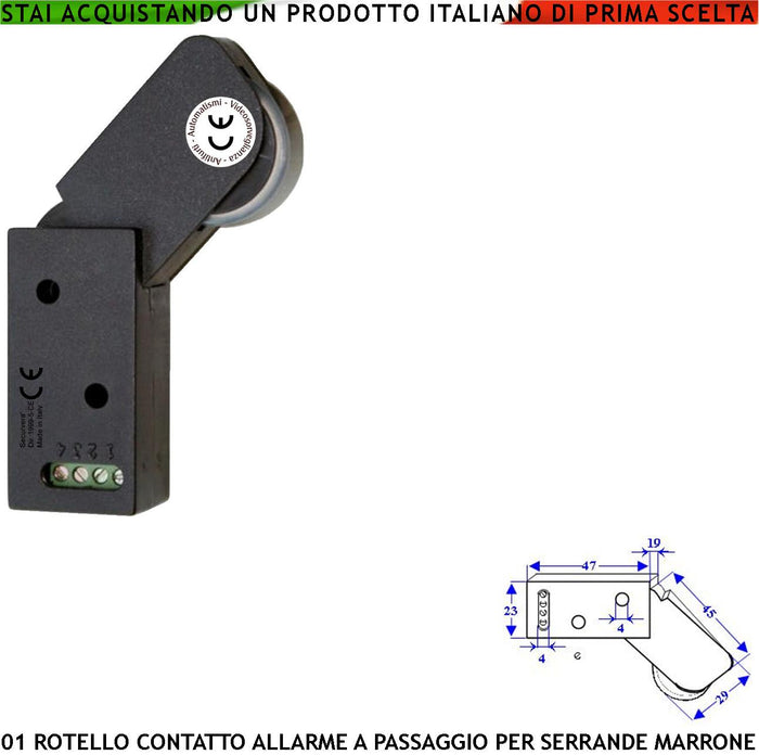 Allarme per Tapparella Rotello Marrone Contatto Protegge la Serranda dal Sollevamento la Rotella Spinta da Molla Con Gammes Muove lo Switch che Genera Impulsi Veloci 50 mS Necessita di Conta Impulsi