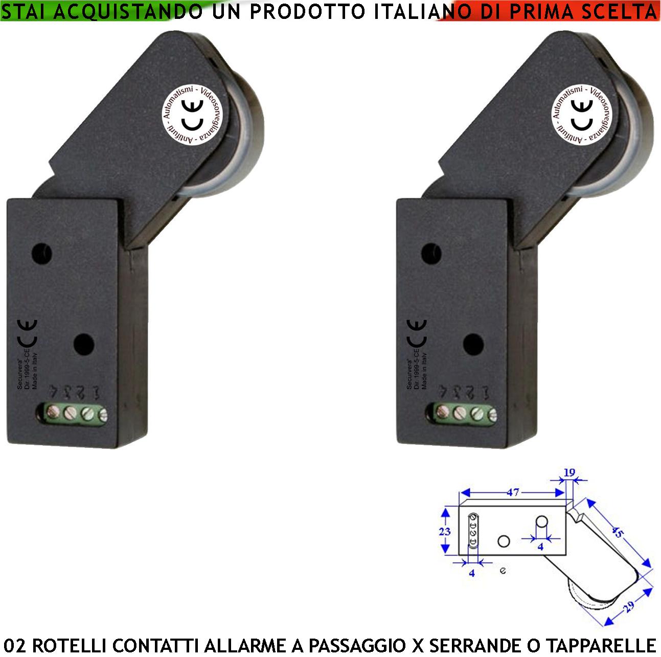 Contatto per Serranda Rotello Marrone 2 Pezzi Protezione Allarme Contro il Sollevamento e lo Strappo lo Switch Mosso dalla Rotella Con Gammes Genera Impulsi Veloci 50 mS Necessita Modulo Conta Impulsi