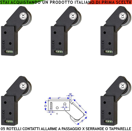 Contatto per Serranda Rotello Marrone 5 Pezzi Protezione Allarme Contro il Sollevamento e lo Strappo lo Switch Mosso dalla Rotella con Gammes Genera Impulsi Veloci 50 mS Necessita Modulo Conta Impulsi