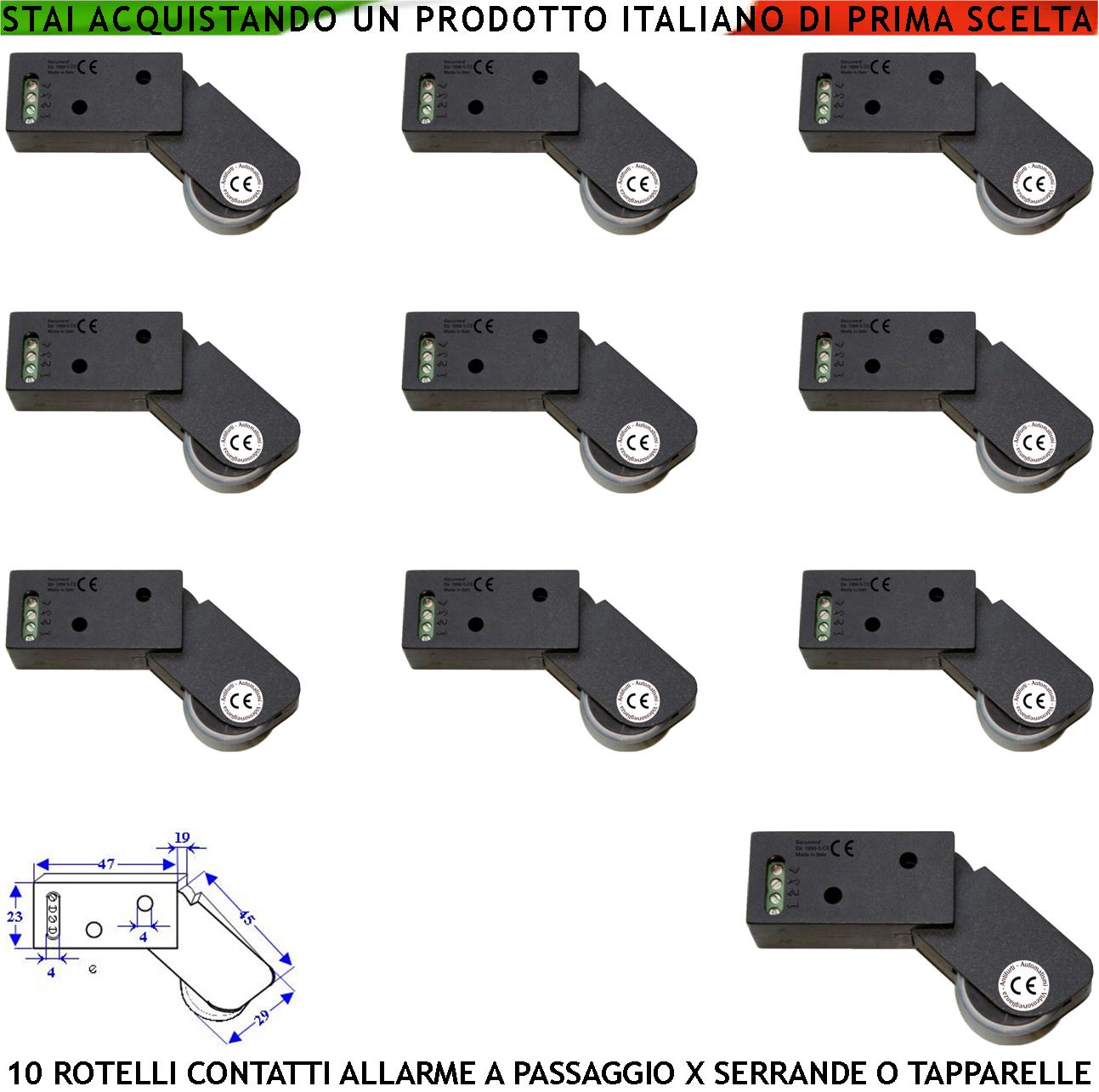 Allarme per Tapparelle Rotello Marrone 10 Pezzi Protegge la Serranda dallo Strappo e dal Sollevamento lo Switch Mosso dalla Rotella con Gammes Genera Impulsi Veloci 50 mS Necessita di Conta Impulsi