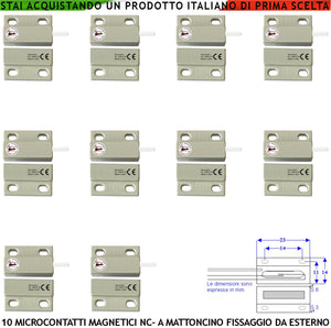 Mini Sensore Magnetico NC 10 Pezzi Bianchi Per Antifurto Infissi Tensione Max 100 V Corrente 1 A Reed in Ampolla Sottovuoto Sensibilità Magnetica 10 mm Contenitori Con Fori di Fissaggio IP65 4 Fili