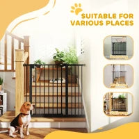 Cancellino per Cani Regolabile con Chiusura Automatica, in Acciaio e Plastica, 74-100x77 cm Nero