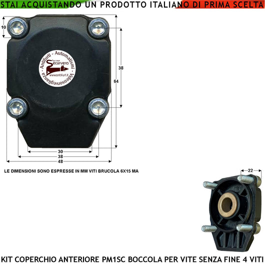Coperchio Anteriore Boccola in Metallo Antifrizione 4 Viti Brugola 6X15 MA Ricambio Motori Elettrici per Cancello Automatico a Battente Motori Serie PM SC BH SV-MBS SV-MBQ SV-MBC SV-MBT SV-MQB SV-MCB