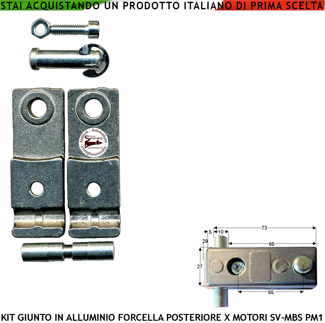 121091 Giunto Para Strappi o sforzi Eccessivi Forcella Posteriore in Alluminio e Leggeri Disallineati Ricambio per Motori o Attuatori Securvera Serie SV-MBS SV-MBQ SV-MBC PM1SC PM1 LINEAR 11 BH24