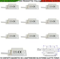 Sensore Magnetico per Esterno 10 Pezzi Alette di Fissaggio Contatto Reed NC Sottovuoto Sensibilità Magnetica 13 mm Tensione Max 30 V 0,5 A Carico Resistivo 4 Fili 2 NC e 2 Tamper Cover ABS Prot. IP65