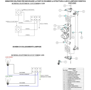Semaforo Luce Gialla Lampada Industriale 70 W Alimentazione 230 V 50 Hz Frontalino Vetro Sintetico Cerchi Concentrici Effetto Lente Luce Puntiforme Ø 124 mm IP65 Orientabile Orizzontale 180 Gradi