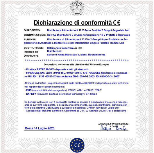 Divisore Alimentazioni 12 V in 2 Gruppi con 6 Uscite Protette da Fusibile Interruzione Singola Zona Segnalata da Led Anomalia Generale Tramite Relè Contatti Puliti Utile Protezione per Periferiche