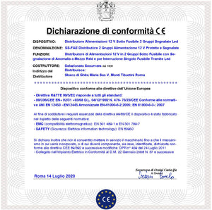 Alimentazioni 12 V Protette da Fusibile Distribuite in 2 Gruppi Con 6 Uscite Segnalazione Interruzione Singola e Anomalia Generale Tramite Relè Contatti Puliti Utile Protezione Delle Periferiche