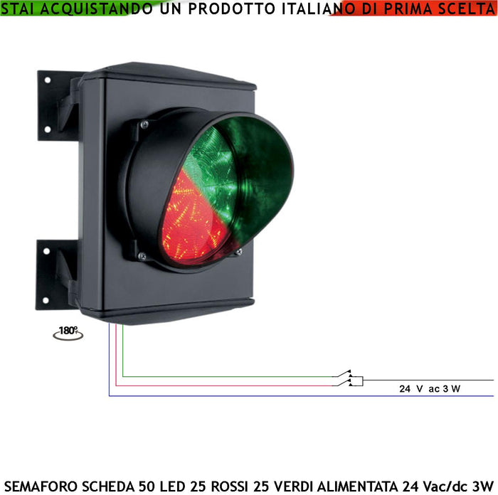 Semaforo Biluce 50 Led 25 Rossi 25 Verdi Alimentazione 220/24 V Impianto Semaforico Condominio Ripetitore Segnale Passaggio Libero Verde Occupato Rosso