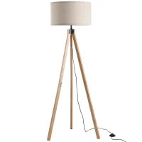 Lampada da Terra con Treppiede e Paralume in Lino Beige per Soggiorno, Compatibilità Lampadine E27, Ф45 x 152cm