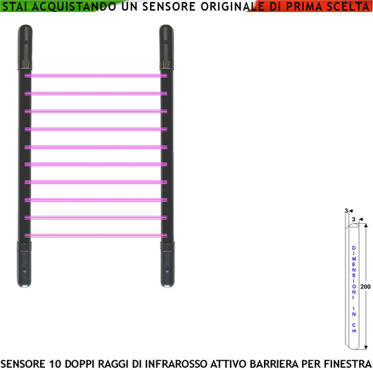 Barriera Infrarossi Attivi 10 Multifasci Segnala Allarme Intruso Rispetto a Quanti Fasci Interrotti Programmati Relè Libero Tamper Esclusione Led e Cicalino Alimentazione 12 V Misure H2000XL30XP30 mm