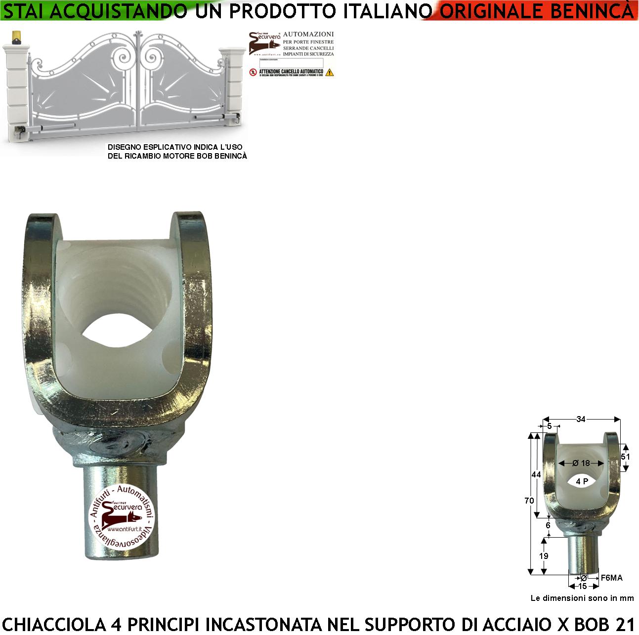 Supporto di Acciaio Zincato Con Incastonata la Chiocciola di Traino per Vite Senza Fine a 4 Principi Ricambio del BOB21 Codice Benincà 9686873 Foro da 18 mm con 4 Filetti Perno con Foro Filettato 6MA