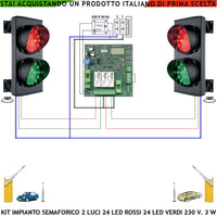Semaforo Rampa Garage Kit Semafori Orientabili IP65 24 Led Rossi e 24 Led Verdi Alimentazione 230 V 3W Centrale CE con Funzioni Cicliche a Tempo Regolabile da 8 a 120° Transito in Cava Strada Privata