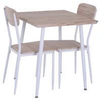 Set da Pranzo 1 Tavolo e 2 Sedie dal Design Salvaspazio in Legno MDF con Struttura in Metallo. 70x70x76cm (tavolo), 39,5x48x88,5cm (sedia)