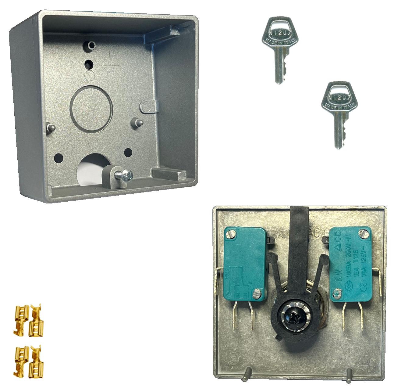 Comando Elettrico in Alluminio 4 Chiavi Identiche Con Ritorno a Molla 3 Posizioni Apre Stop Chiude 15 A Isolamento 250 V Apertura Condominiale Pedonale Montaggio da Esterno a Parete Per Automatismi