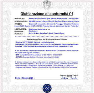 Barriera Infrarossi Attivi 8 Multifasci Segnala Allarme Intruso Rispetto a Quanti Fasci Interrotti Sono Programmati Relè Libero Tamper Esclusione Led e Cicalino Aliment. 12 V Misure H1520XL30XP30 mm