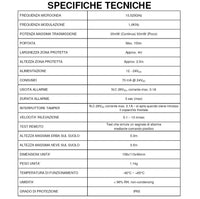 Rilevatore di Movimento Esterno Barriera Microonde Attive Segnala Allarme Intruso Protezione Lineare da Esterno Portata Max L150X∅4 Metri Collegamento Antifurto Via Filo Aliment. 12 V Freq. 10.525 GHz