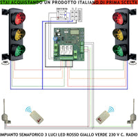 Semafori Rampa Garage 24 Led Rossi Gialli e Verdi 230 V 50 Hz 3 W CE IP65 Funzioni Controllate da 2 Radioriceventi 2 Radiocomandi 433 MHz Tempi Regolabili da 3 a 240. Transito Veicoli Posto Condominio