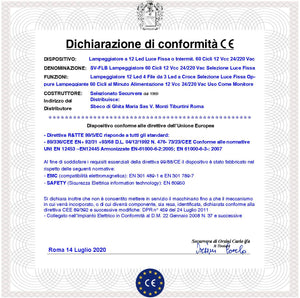 Lampeggiatore Lampeggi 60 Cicli al Minuto Oppure Selezione Luce Fissa Con 12 Led 4 File da 3 Led a Croce Alimentazione 12 Vcc 24/230 Vac Uso Come Monitore di allarme su Automatismi o Macchine in Moto