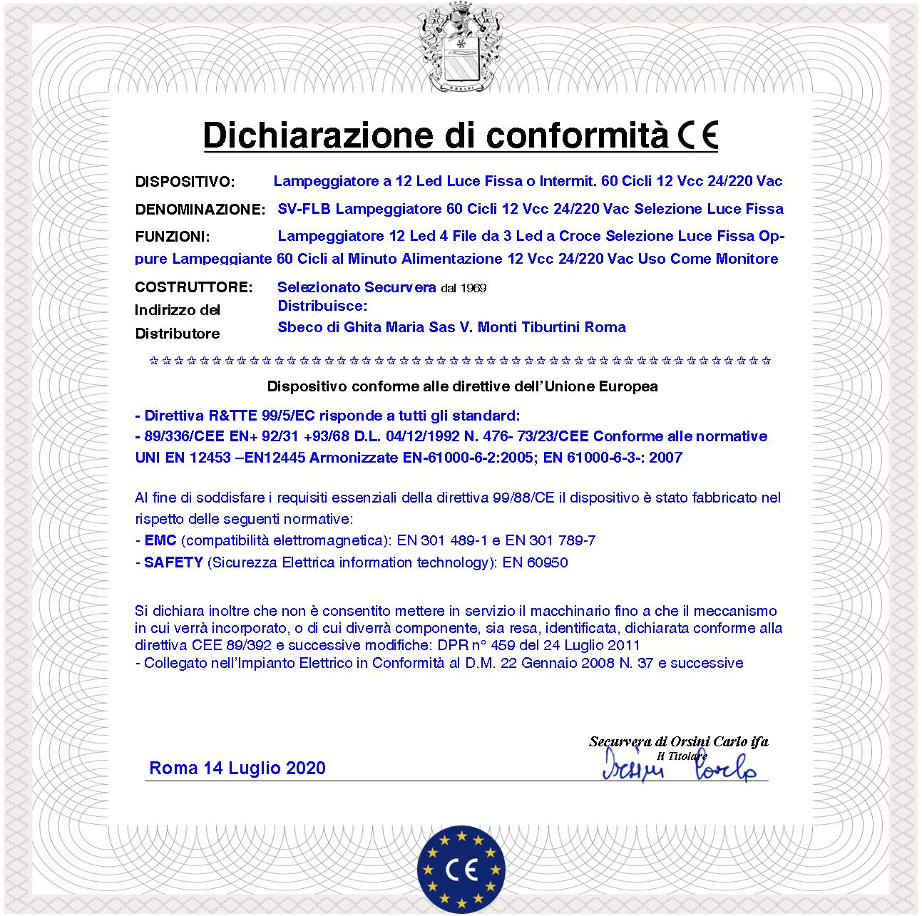 Lampeggiatore 12 Led 4 File Selezione Luce Fissa Oppure Lampeggiante 60 Cicli al Minuto Alimentazione 12 Vcc 24/230 Vac Con Base da Parete Uso Come Monitore su Automatismi o Come Ripetitore di allarme