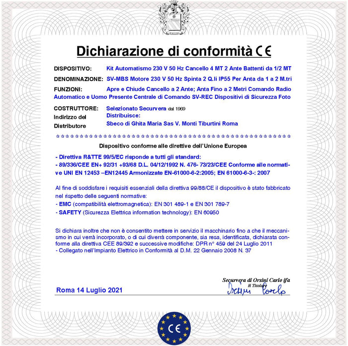Carrello di Traino Ricambio dei Motori Cancello Battente SV-MBS SV-MBQ SV-MBC SV-MBT SV-MQB SV-MCB PM1-SC BH Contiene lo Sblocco di Emergenza Protegge il Motore da Strappi e Sforzo Superiore a 200 Kg