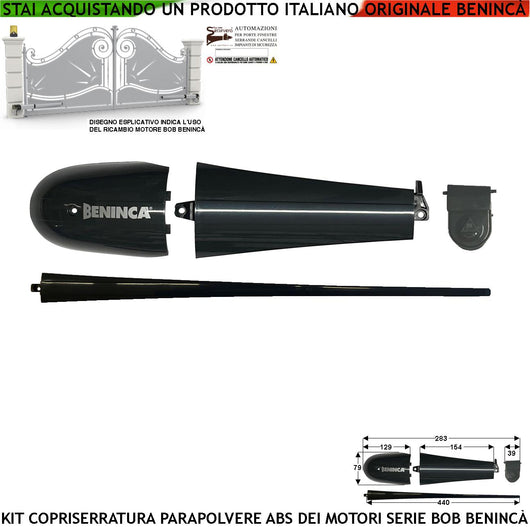 Kit Cover 9686868 Beninca in ABS Ricambio per Motoriduttori BOB Installati su Cancelli Automatici la Confezione è Composta da 4 Pezzi il Coperchio Oltre ad Ornare il Motore lo Protegge Dalla Polvere