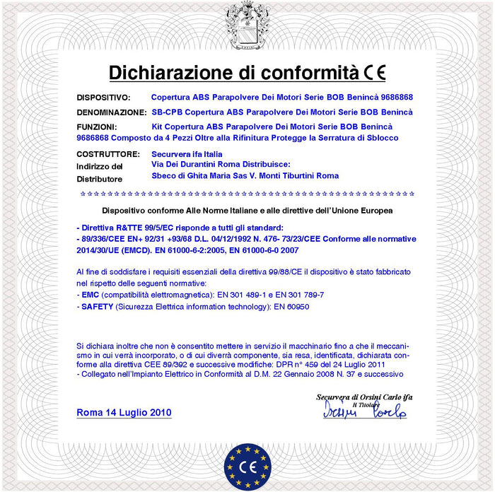 Kit Coperchio 9686868 Cover in ABS Ricambio per Motoriduttori BOB Della Benincà Montati su Cancelli Elettrici la Confezione è Composta da 4 Pezzi Oltre ad Ornare il Motore lo Protegge Dalla Polvere