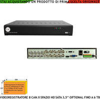 Videoregistratore Multicontrollo 8 Canali Audio Video 5MPX 4 IP Statico e Dinamico (Spazio Per HDD SATA 3.5″ Non Compreso) Rileva Movimenti da Allarme Attiva Dissuasori Connessi Alimentazione 12 Vcc