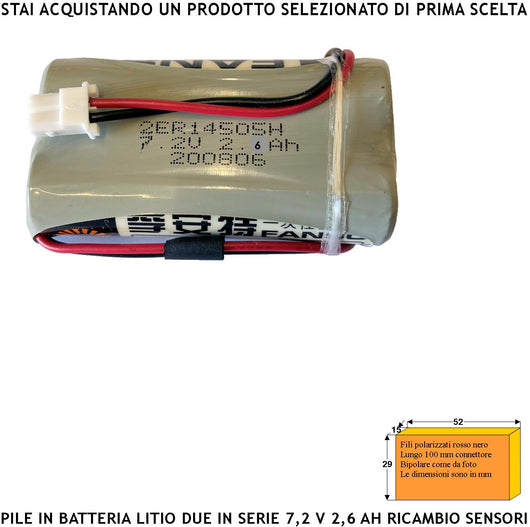Pacco 2 Pile ER14505H litio Non Ricaricabili in Batteria Uscita 7,2 V 2,6 Ah Connettore Polarizzato Ricambio Sirena Sensore Securvera Altri Dimensioni H29XL52S15 mm Pronta all'Uso Direttiva ISO 9001