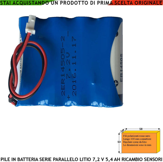 Pacco 4 Pile ER14505H litio Non Ricaricabili in Batteria Uscita 7,2 V 5,4 Ah Connettore Polarizzato Ricambio Sirena Sensore Securvera Altri Dimensioni H58XL53S15 mm Pronta all'Uso Direttiva ISO 9001