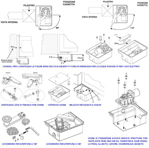Motore Ricambio 230 V Tipo Under Pressofuso in Alluminio Ingranaggi in Metallo Per Cassa Interrata Con Sblocco a Chiave Del Concello Automatico ad Anta Battente 2,5 Metri Lavoro Intensivo 250 Nm IP67