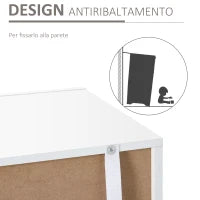 Mobiletto Salvaspazio Multiuso per Ingresso, Salotto o Bagno in Legno Bianco, con Luci LED Colorate, 107x35x97cm