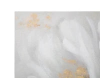 Dipinto Su Tela White/Gold Flower Cm 140X3,7X70