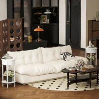 Set 2 Comodini con Cassetto e Ripiano in Legno Stile Contemporaneo, Ø35.5 x 71 cm, Bianco