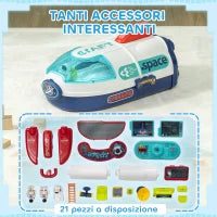 Banco da Lavoro Giocattolo da 21 Pezzi a tema Spaziale con Suoni e Luci, in PP e GPPS, 45.5x24x52.5 cm