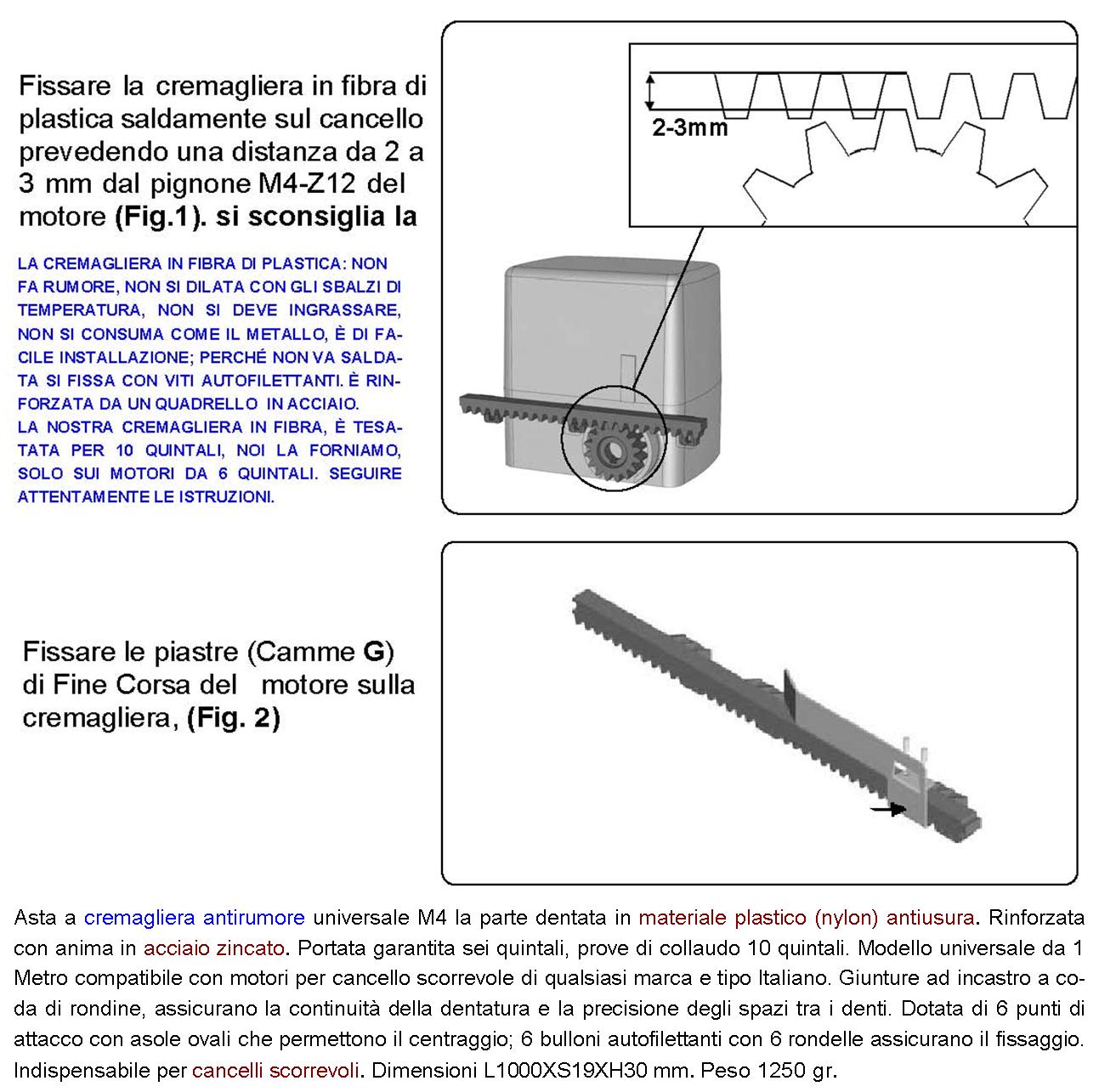 Cremagliera Antiusura Universale M4 da 1 Metro in Nylon Fibra Vetro Interno Acciaio Portata Garantita 6 Q.li 6 Viti Auotofilettanti Max 10 Q.li Ricambio Cancello Scorrevole Giunture a Coda di Rondine