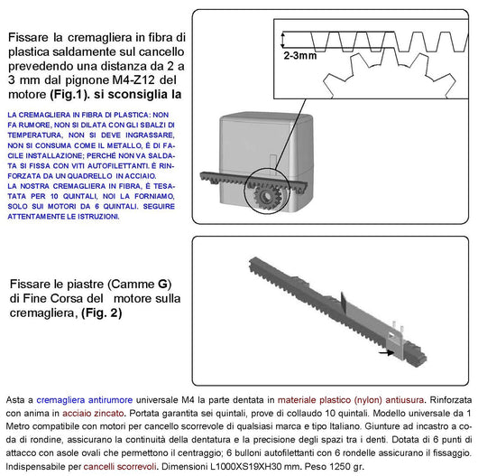 Cremagliera Universale M4 Antirumore Otto Pezzi da 1 Metro in Nylon Antiusura Anima in Acciaio Portata 6 Q.li Max 10 Q.li 6 Bulloni Per Metro Ricambio Cancello Scorrevole Giunture a Coda di Rondine