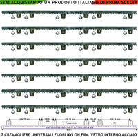 Kit Cremagliera M4 Antiusura Universale Sette Pezzi da 1 MT in Nylon Antirumore Interno Acciaio Portata Garantita 6 Q.li Max 10 Q.li 6 Bulloni X Metro Ricambio Cancello Scorrevole Giunture a Incastro