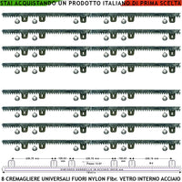 Kit Cremagliera Universale M4 Antiusura Otto Pezzi da 1 Metro in Nylon Antirumore Con Anima in Acciaio Portata 6 Q.li Max 10 Q.li 6 Bulloni Per Metro Ricambio Cancello Scorrevole Giunture ad Incastro