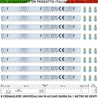 Cremagliera Universale M4 Otto Barre da 1 MT Con 80 Denti in Acciaio Zincato 12X30 mm Portata Garantita 22 Q.li Max 30 Q.li Fissaggio Tre Bulloni Per Metro Del Cancello Scorrevole Giunture Contatto