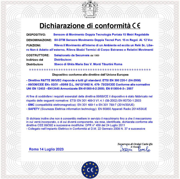 Sensore Movimento Doppia Tecnologia Grandangolo 2 Pezzi Per Antifurto Portata 15 MT da Interno Rileva Intruso Entro 90 Gradi Aliment. 12 V Assorbimento 10 mA Infrarosso Lente 18 Fasci Bianco Snodo ABS
