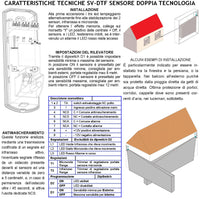 Doppia Tecnologia Tenda Dual Pir e Micronda Portata 8/12 MT Sensore Ladri Esterno Per Rampa Scala Rileva Movimento Ignoti Invia Allarme Aliment. 12 V Assorbim. 10 mA Cover Staffa ABS Bianca IP31