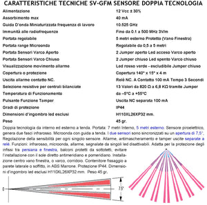 Evita Furto Doppia Tecnologia Tenda Marrone Portata 5 MT Antifurto Esterno Vano Finestra Interno Corridoio Scala Rileva Intrusi Ladri Invia Allarme Balcone Aliment. 12 V Assorb. 10 mA Cover ABS IP44